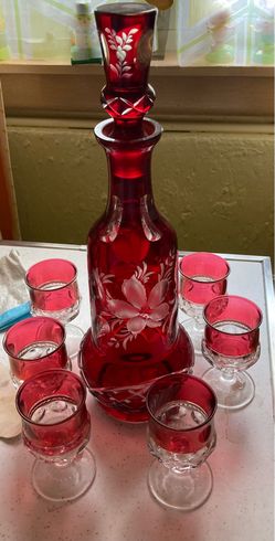 Bohemian decanter with glasses