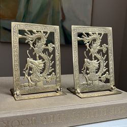 Vintage Brass Dragon Bookends ( firm on price )