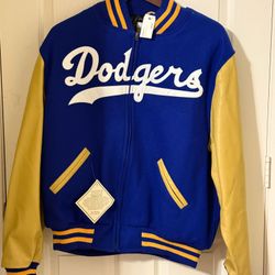 Vintage Letterman Bomer Jacket Leather 1952 Dodgers Cooperstown size. Xl