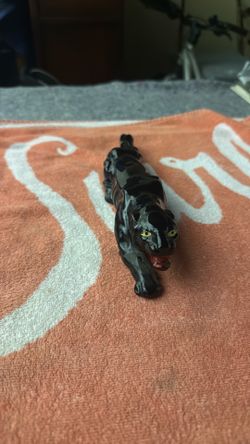 Vintage 11.5” Black Panther Ceramic Figurine Made in Japan MCM Mid Century Modern