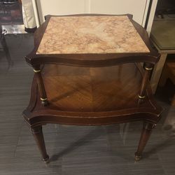 2 Tier Marble Top Side Table 