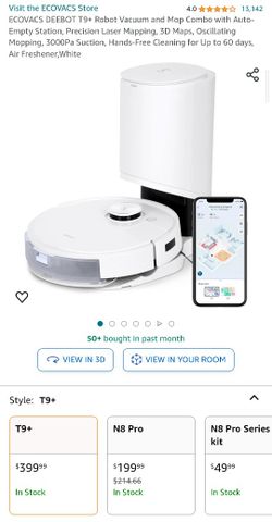 ECOVACS DEEBOT T9+ Robot Vacuum and Mop Combo with Auto-Empty Station, 3000Pa Suction, Hands-Free Cleaning