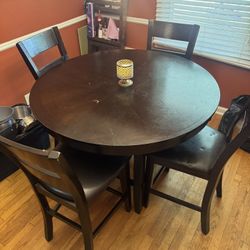 Table and Chair Set Black Wood