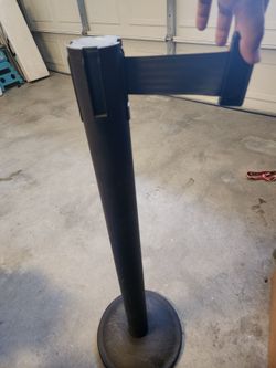 Retractable Belt Stanchion - Black Crowd Control Barrier Post