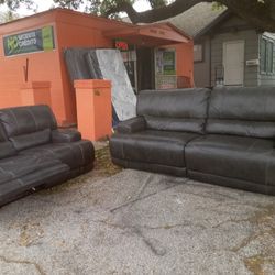 Sofa Lether Recliner 2pcs In Great Condition