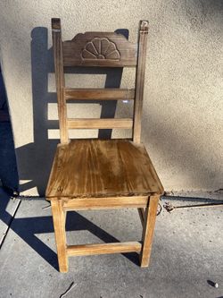 Vintage Rustic Carved Fan Back Chair