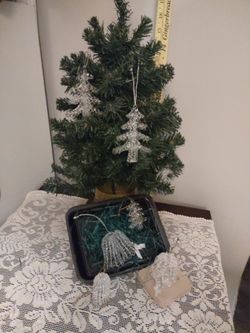 $3-/ea..Spun Glass Ornaments Plus Small 18" Tree