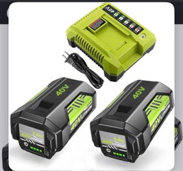 40V 6.0Ah Ryobi Compatible Lithium Battery 2-Pack with Charger