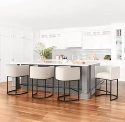 4 Beige Low Back Barstools