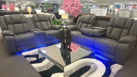 Beautiful Grey Power Reclining Sofa&loveseat $1999
