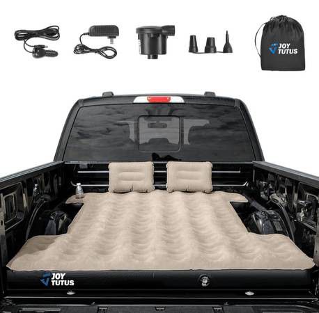 JOYTUTUS Truck Bed Air Mattress for 6-6.5Ft, Full Size Inflatable Air Mattress Short Truck Beds for Outdoor Camping, with Pump, Carry Bag and Cup Hold