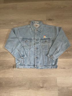 Vintage 1990s Most Wanted Men’s NBC Studios Light Blue Trucker Jean Jacket