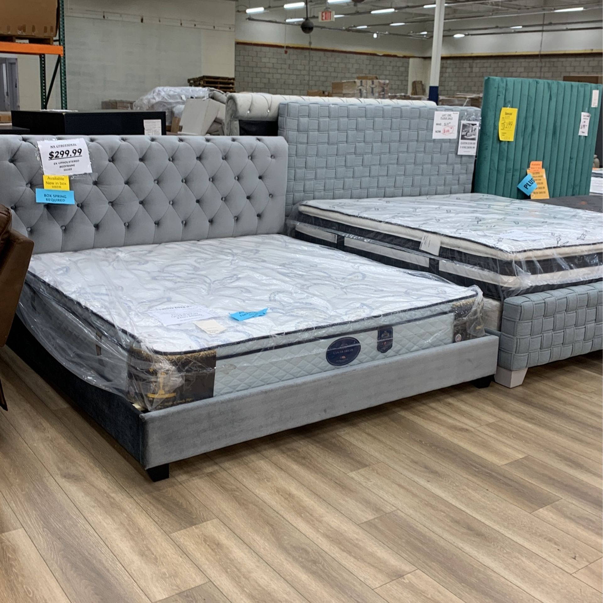 Silver Upholstered EK Bedframe