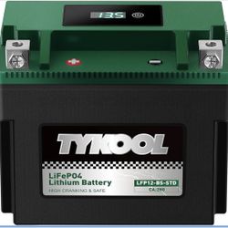 TYKOOL LFP12-BS-STD [+ -] Lithium Powersports Battery 240CCA 5Ah Digital Volt Readout IP66 for Shadow 750,Kawasaki Vulcan 900,Ninjia 650,Suzuki V-Stro