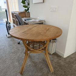(Pending Pick Up) Rattan Round Wood Dining Table