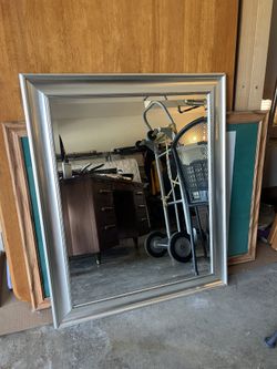 square mirror with silver frame 