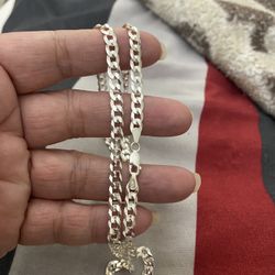 Real 925 Sterling Silver Chain Necklace 24 In