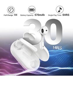 True Wireless Earbuds, HalfEars T15 Upgraded Bluetooth 5.0 Earbuds Stereo Premium Sound 30H Playtime, TWS Wireless Earbuds with Charging Case, Waterp