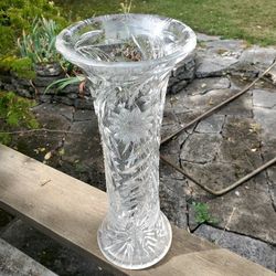 Vintage Etched Glass Vase