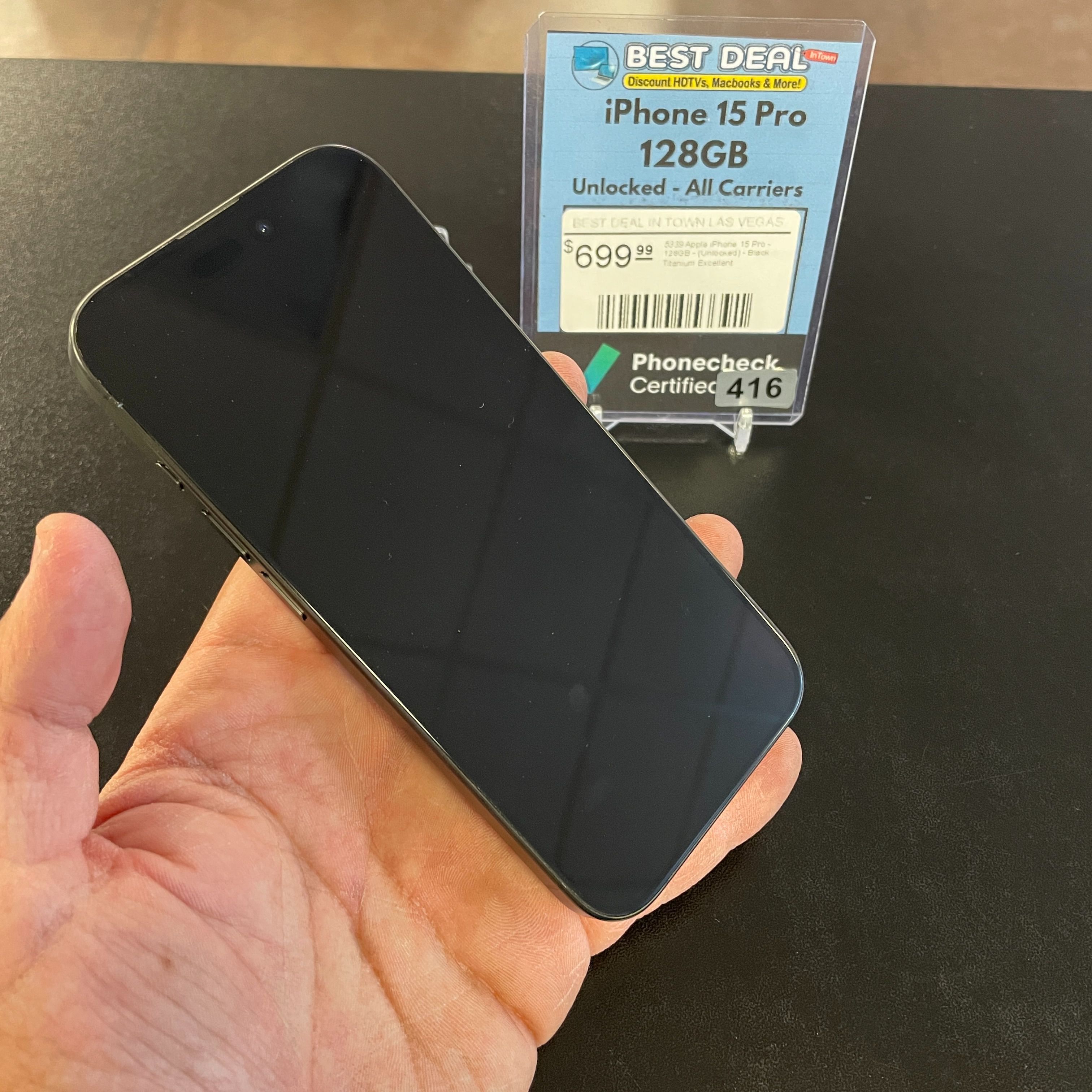 Apple iPhone 15 Pro (128GB, Unlocked) - Black Titanium - Excellent