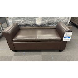 Hartford Leather Storage Ottoman Bench