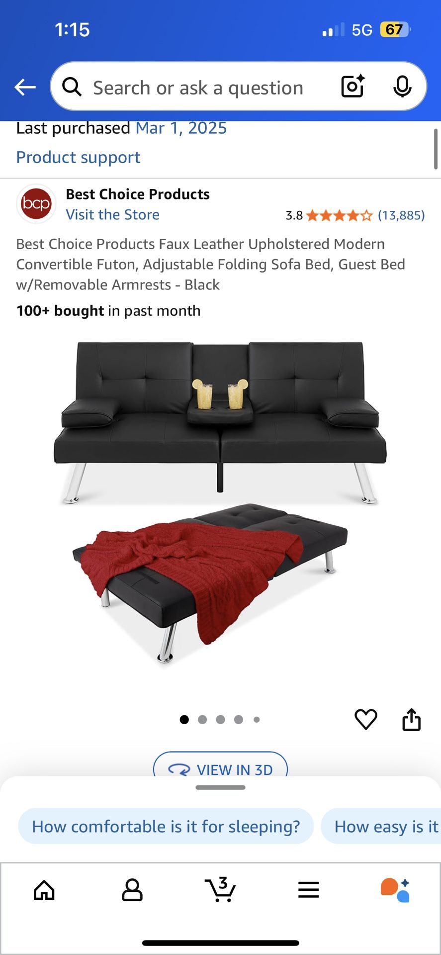 FUTON FOR SALE PICK UP TODAY