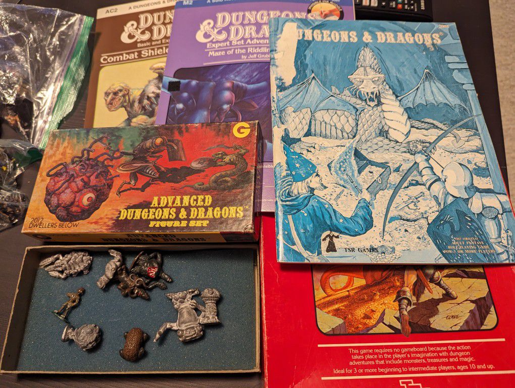 Vintage Dungeons And Dragons Books Modules Figures Manuals Lot