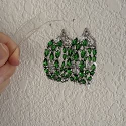 Women’s green & silver hoop earrings