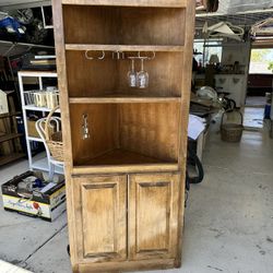 Wood Corner Bar/ Shelf Unit