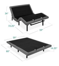 Queen size adjustable bed with remote