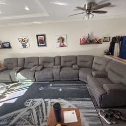 4 piece sectional sofa with 5 total power recliners