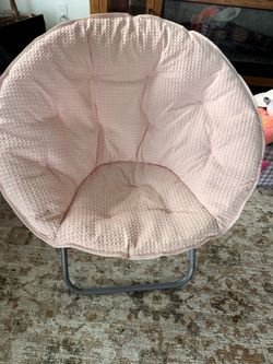 Pink Saucer Moon Chair with Metal Frame