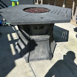 Free fire pit table and 6 chairs