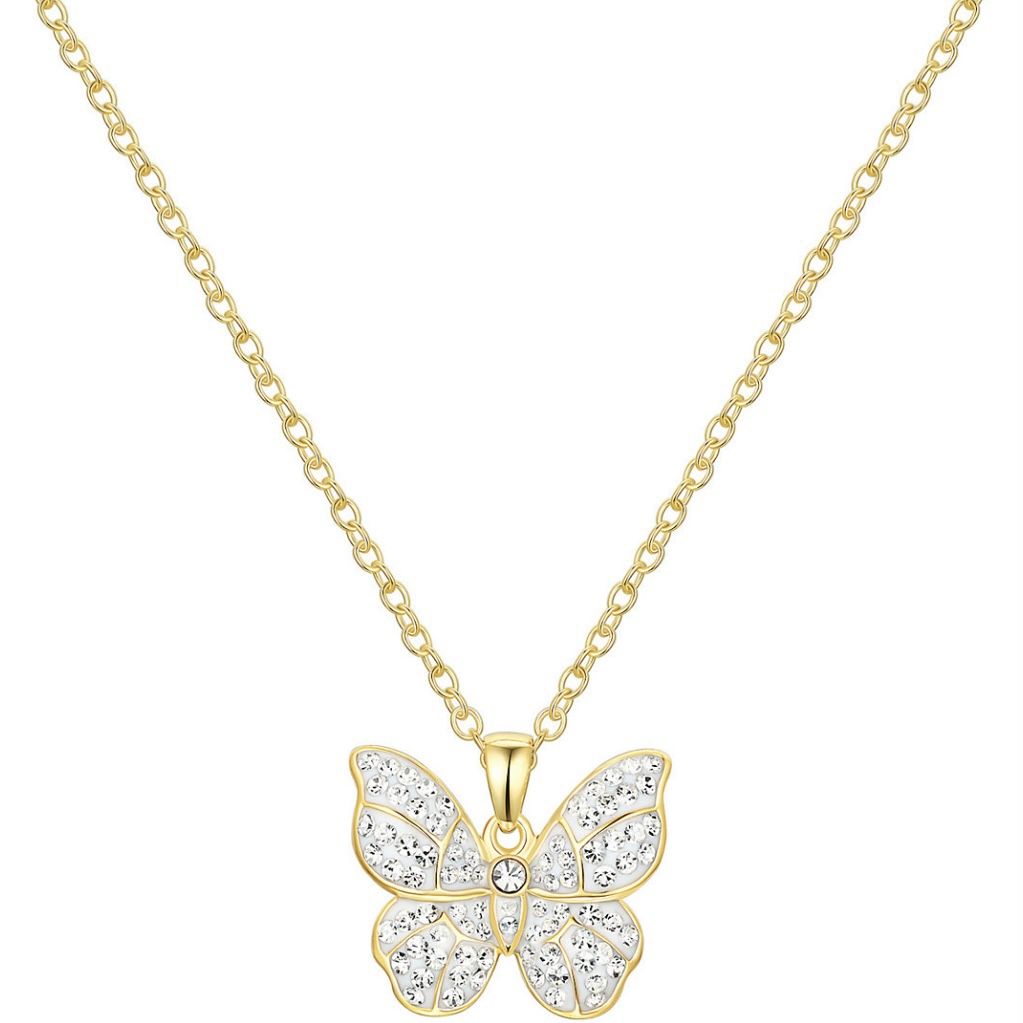 14k Gold Plated Crystal Collective Butterfly Pendant Necklace Valentines Day NWT Enhance your look with the dazzling design of this crystal butterfly