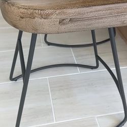 Set of 2 Rustic Industrial Wood & Metal Counter Stools