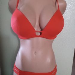 Coral Bikini Top DD,& Bottom Med.