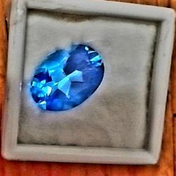 Oval shaped blue topaz gemstone