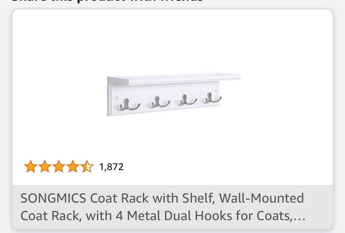 Songmics Hanging Shelf White