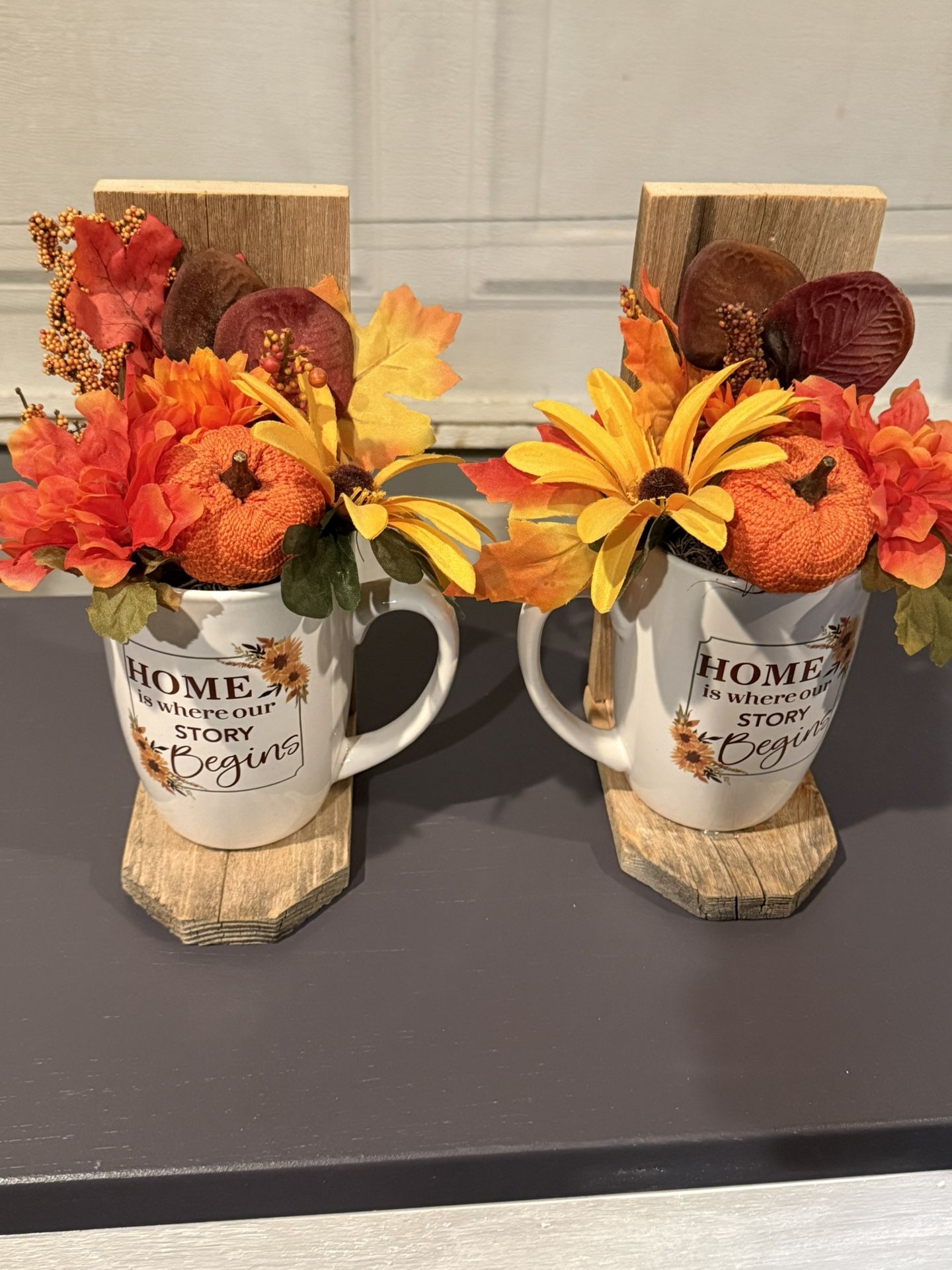 Homemade Wooden Autumn Coffee Cup Wall Decoration
