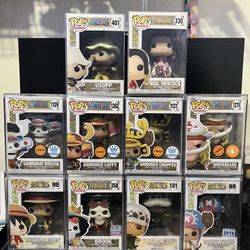 One Piece Funko Pops Brook Luffy Chopper Law 