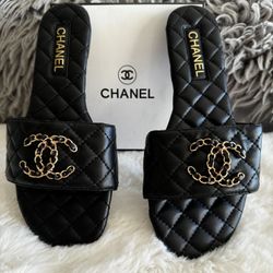 Chanel Flats Black Leather Sz 8