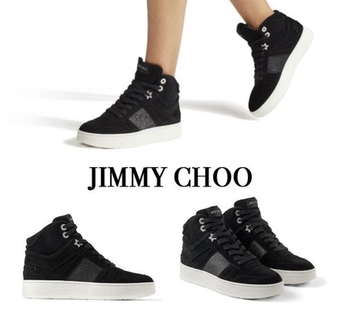 Authentic Jimmy Choo Hawaii High Top Sneakers 38 7.5 8
