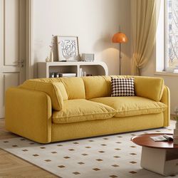 Yellow Fabric 3-Seat Sofa