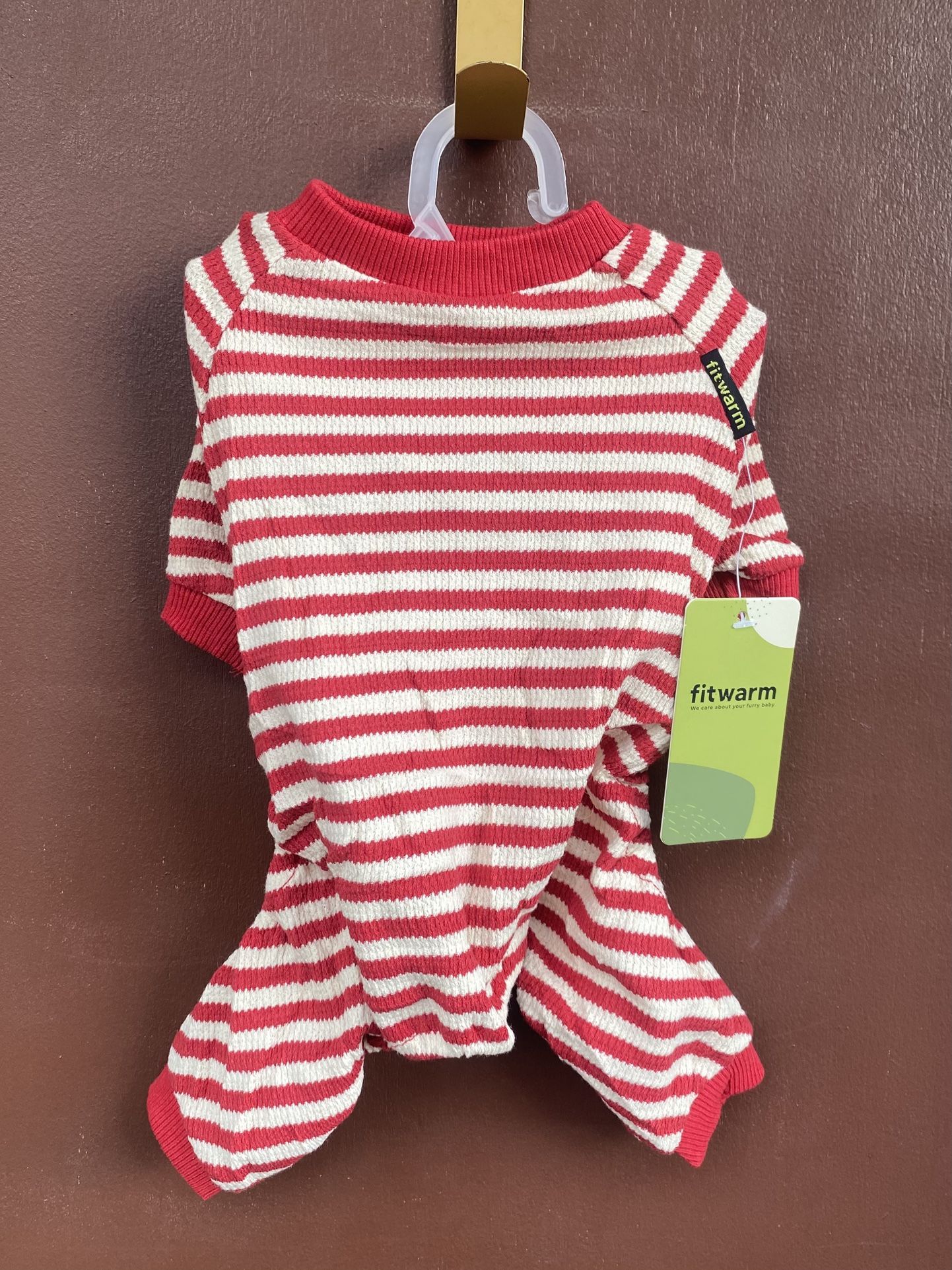 Fitwarm Red And White Striped Dog Cat Pajamas 