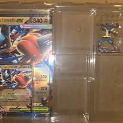 Mega Lucario ex card, lucario figurine, AND jumbo card
