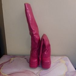 Hot Pink High Heel Boots