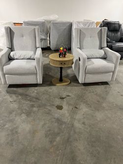 2 pcs Manual Swivel Glider Recliner with Storage Pocket, Gray $450 Brand new in box  Warehouse Address: 2745 Boone st  Columbia sc 29204 Behind DOLLAR
