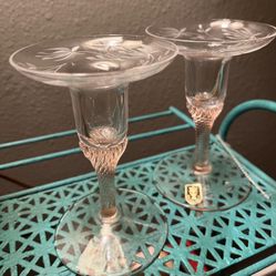Vintage Czech Glass Candle Holders