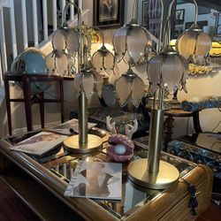 80’s Postmodern Vintage Pink Lotus Flower lamp - set of 2