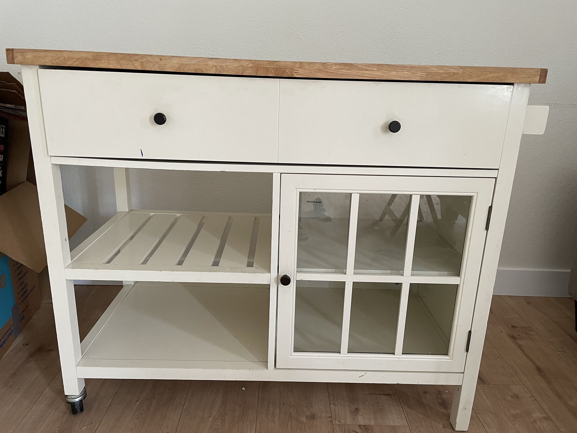 Buffet Cart With Shelf Drawer And Cabinet